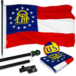 Load image into Gallery viewer, G128 Combo Pack: 5 Ft Tangle Free Aluminum Spinning Flagpole (Black) &amp; Georgia GA State Flag 2x3 Ft, ToughWeave Series Embroidered 300D Polyester  Pole with Flag Included