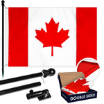 Load image into Gallery viewer, G128 Combo Pack: 6 Ft Tangle Free Aluminum Spinning Flagpole (Black) &amp; Canada Canadian Flag 3x6 Ft, Double ToughWeave Series Double Sided Embroidered 210D Polyester  Pole with Flag Included