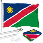 Load image into Gallery viewer, Combo Pack 6 Ft Tangle Free Aluminum Spinning Flagpole Silver Namibia Namibian