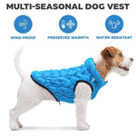 Load image into Gallery viewer, Dog Winter Coat L Size Chest 28 In Blue Black Lightweight Reversible Warm Dog