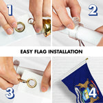 Load image into Gallery viewer, Combo Pack: 6 Feet Tangle Free Spinning Flagpole (White) Michigan MI State Flag 3x5 ft Printed 150D Brass Grommets (Flag Included) Aluminum Flag Pole