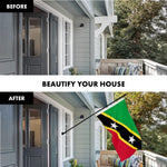 Load image into Gallery viewer, G128 Combo Pack: 6 Ft Tangle Free Aluminum Spinning Flagpole (Black) &amp; Saint Kitts and Nevis Flag 3x5 Ft, LiteWeave Pro Series Printed 150D Polyester  Pole with Flag Included