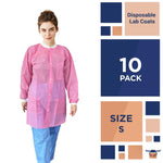 Load image into Gallery viewer, Disposable Lab Coat Small Size 10 Pack Light Pink Lab Jackets for Adults