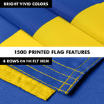 Load image into Gallery viewer, G128 Combo Pack: 6 Ft Tangle Free Aluminum Spinning Flagpole (Silver) &amp; Ukraine Ukrainian Flag 3x5 Ft, LiteWeave Pro Series Printed 150D Polyester, 4 Corner Brass Grommets  Pole with Flag Included