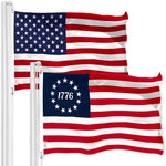 Load image into Gallery viewer, G128 Combo Pack: American USA Flag 3x5 Ft &amp; Betsy Ross 1776 Flag 3x5 Ft  Both LiteWeave Pro Series Printed 150D Polyester, Brass Grommets