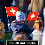 Load image into Gallery viewer, G128 30 Pack Handheld Switzerland Swiss Stick Flags  12x18 In  Printed 150D Polyester, Country Flag, Solid Wooden Stick, Spear Gold Tip