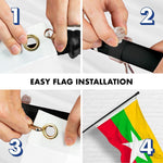 Load image into Gallery viewer, G128 Combo Pack: 6 Ft Tangle Free Spinning Flagpole (Black) &amp; Myanmar Flag 3x5 Ft Printed 150D Polyester, Brass Grommets (Flag Included) Aluminum Flag Pole