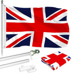 Load image into Gallery viewer, G128  6 Feet Tangle Free Spinning Flagpole (Silver) United Kingdom Brass Grommets Printed 3x5 ft (Flag Included) Aluminum Flag Pole