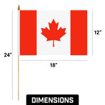 Load image into Gallery viewer, G128 30 Pack Handheld Canada Canadian Stick Flags  12x18 In  Printed 150D Polyester, Country Flag, Solid Wooden Stick, Spear Gold Tip