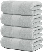 Load image into Gallery viewer, 4 Pack Resort Collection Soft Bath Towels 28x55 in Hotel Plush Cotton Light Grey
