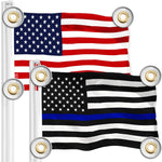 Load image into Gallery viewer, G128 Combo Pack: American USA Flag 3x5 Ft &amp; Thin Blue Line Flag 3x5 Ft  Both LiteWeave Pro Series Printed 150D Polyester, 4 Corner Brass Grommets, Perfect For Balcony/Wall