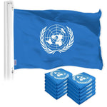 Load image into Gallery viewer, G128 10 Pack: United Nations Flag  3x5 Ft  LiteWeave Pro Series Printed 150D Polyester  Indoor/Outdoor, Vibrant Colors, Brass Grommets, Thicker and More Durable Than 100D 75D Polyester