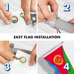 Load image into Gallery viewer, Flag Pole 6FT Silver Tangle Free &amp; Eritrea Eritrean Flag 3x5 Ft Combo Printed 150D Polyester By G128