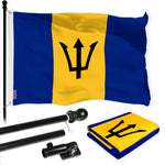 Load image into Gallery viewer, G128 Combo Pack: 6 Ft Tangle Free Aluminum Spinning Flagpole (Black) &amp; Barbados Barbadian Flag 3x5 Ft, LiteWeave Pro Series Printed 150D Polyester  Pole with Flag Included