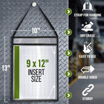 Load image into Gallery viewer, 30 Pack Job Ticket Holders 9x12 with Strap Hanging Shop Ticket Holders Work Order Plastic Sleeves for Documents Dry Erase Pocket Sleeves Dry Erase Pockets Clear Pocket Sleeve 9 x 12
