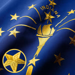 Load image into Gallery viewer, G128 Indiana State Flag  4x6 Ft  StormFlyer Series Embroidered 220GSM Spun Polyester  Embroidered Design, Indoor/Outdoor, Brass Grommets, Heavy Duty, All Weather