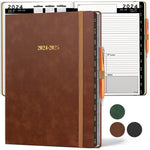 Load image into Gallery viewer, 2024 2025 HARDCOVER Leather Planner Weekly Monthly 8.5x1 Inch Academic Planner