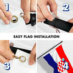 Load image into Gallery viewer, G128 Combo Pack: 6 Feet Tangle Free Spinning Flagpole (Black) Croatia Croatian Flag 3x5 ft Printed 150D Brass Grommets (Flag Included) Aluminum Flag Pole