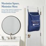 Load image into Gallery viewer, Fine Living Co. Large Hanging Laundry Hamper with Over Door Hooks &amp; Adhesive Durable Space Saving Laundry Bag with Zipper and Wide Open Top Hanging Dorm Laundry Hamper (Navy Blue with Print XL)