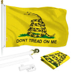 Load image into Gallery viewer, G128  6 Feet Tangle Free Spinning Flagpole (White) Gadsden Brass Grommets Printed 3x5 ft (Flag Included) Aluminum Flag Pole