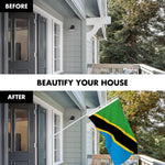 Load image into Gallery viewer, G128 Combo Pack: 6 Ft Tangle Free Aluminum Spinning Flagpole (White) &amp; Tanzania Tanzanian Flag  3x5 Ft, LiteWeave Pro Series Printed 150D Polyester  Pole with Flag Included