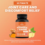 Load image into Gallery viewer, High Potency 1200mg Turmeric and Ginger Supplement Antioxidant 180 Capsules