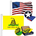 Load image into Gallery viewer, G128 Combo Pack: American USA Flag ToughWeave Series 20x30 In Single Sided &amp; Gadsden Don't Tread On Me Flag Double Sided 20x30 In Double ToughWeave Series  Both Embroidered Polyester, Brass Grommets