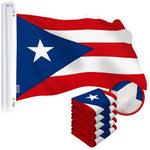 Load image into Gallery viewer, G128 5 Pack: Puerto Rico Puerto Rican Flag  4x6 Ft  StormFlyer Series Embroidered 220GSM Spun Polyester  Embroidered Design, Indoor/Outdoor, Brass Grommets, Heavy Duty, All Weather