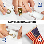 Load image into Gallery viewer, G128 Combo Pack: 5 Ft Tangle Free Aluminum Spinning Flagpole (White) &amp; Betsy Ross TeaStained Flag 2.5x4 Ft, ToughWeave Pro Series Embroidered 420D Polyester  Pole with Flag Included