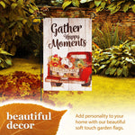 Load image into Gallery viewer, G128 Combo Pack: Garden Flag Stand Black 36 in x 16 in &amp; Garden Flag Fall Decoration Gather Happy Moments Flower Truck 12x18 DoubleSided Blockout Fabric