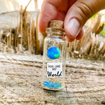 Load image into Gallery viewer, Cute Girlfriend and Boyfriend Gifts Personalized Anniversary Present for Her Him Custom Photo Birthday Gift Bottle (Green Earth You Are My World Gift Bottle)
