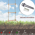 Load image into Gallery viewer, Wooden Rope Ladder for Kids with Ground anchoring Length 6.5'(2m) Width 16 (40cm) Outdoor or Indoor Climbing Rope Ladder for Ninja Slackline Backyard Playground Home Gym Park Treehouse