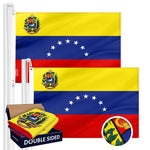 Load image into Gallery viewer, G128 2 Pack: Venezuela 7 Stars Venezuelan Flag  3x5 Ft  Double ToughWeave Series Double Sided Embroidered 210D Polyester  Country Flag, Embroidered Design, Brass Grommets, Heavy Duty, 2ply