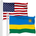 Load image into Gallery viewer, G128 Combo Pack: American USA Flag 3x5 Ft &amp; Rwanda Rwandan Flag 3x5 Ft  Both LiteWeave Pro Series Printed 150D Polyester, Brass Grommets