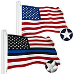 Load image into Gallery viewer, G128 Combo Pack: American USA Flag 3x5 Ft &amp; Blue Lives Matter Flag 3x5 Ft  Both StormFlyer Series Embroidered 220GSM Spun Polyester, Brass Grommets