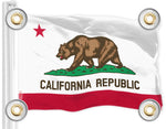 Load image into Gallery viewer, Combo Pack: American USA Flag 3x5 Ft &amp; California CA State Flag 3x5 Ft Both LiteWeave Pro Series Printed 150D Polyester, 4 Corner Brass Grommets, Perfect For Balcony/Wall