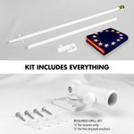 Load image into Gallery viewer, G128 Combo Pack: 6 Ft Tangle Free Aluminum Spinning Flagpole (White) &amp; Betsy Ross TeaStained Flag 3x5 Ft, LiteWeave Pro Series Printed 300D Polyester  Pole with Flag Included