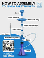 Load image into Gallery viewer, Blue 4 Hose Hookah Set with Everything Portable Good for Travel Silicone Bowl