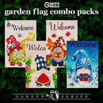 Load image into Gallery viewer, Garden Flag Set Seasonal Gnomes 12x18 4 pieces Blockout Fabric