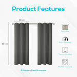 Load image into Gallery viewer, 2 Panels 42x63 inch Dark Grey Blackout Curtains for Bedroom with Grommet Drapes