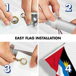 Load image into Gallery viewer, G128 Combo Pack: 6 Ft Tangle Free Aluminum Spinning Flagpole (Silver) &amp; Antigua and Barbuda Antiguan and Barbudan Flag  3x5 Ft LiteWeave Pro Series Printed 150D Polyester  Pole with Flag Included