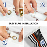 Load image into Gallery viewer, G128 Combo Pack: Flag Pole 6 FT White Tangle Free &amp; Thin Orange Line Flag 3x5 FT Brass Grommets Printed Polyester (Flag Included) Aluminum Flag Pole
