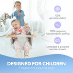 Load image into Gallery viewer, Grey Canvas Baby Swing Wooden Hanging Swing Seat Chair with Safety Belt Durable Baby Swing Chair Outdoor and Indoor Swing for Kids Mounting Hardware Included Gray