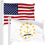 Load image into Gallery viewer, G128 Combo Pack: American USA Flag 3x5 Ft &amp; Rhode Island Flag 3x5 Ft, Both Printed 150D Polyester, Indoor/Outdoor, Brass Grommets