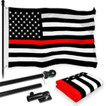 Load image into Gallery viewer, G128 Combo Pack: 6 Feet Tangle Free Spinning Flagpole (Black) Thin Red Line Flag 3x5 ft Printed 150D Brass Grommets (Flag Included) Aluminum Flag Pole
