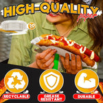 Load image into Gallery viewer, Hotdog Trays Disposable for Party and BBQ   Durable Paper Hot Dog Trays Disposable for Food Serving Suitable for Hotdogs and Nachos Microwave Safe and Grease Resistant 50 Pcs Hot Dog Holders