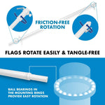 Load image into Gallery viewer, G128  6 Feet Tangle Free Spinning Flagpole (White) Wisconsin Double Sided Brass Grommets Embroidered 3x5 ft (Flag Included) Aluminum Flag Pole