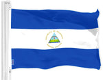 Load image into Gallery viewer, G128 Nicaragua Nicaraguan Flag  3x5 Ft  LiteWeave Pro Series Printed 150D Polyester  Country Flag, Indoor/Outdoor, Vibrant Colors, Brass Grommets, Thicker and More Durable Than 100D 75D Polyester