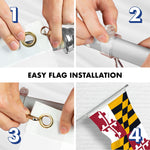 Load image into Gallery viewer, G128 Combo Pack: 5 Ft Tangle Free Aluminum Spinning Flagpole (Silver) &amp; Maryland MD State Flag 2.5x4 Ft, ToughWeave Series Embroidered 300D Polyester  Pole with Flag Included