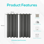 Load image into Gallery viewer, Blackout Curtains for Bedroom Pack of 2 Window Panels 52x63 inch Grey Color